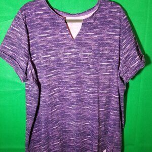 Woman Within Heathered Plus Boho Artsy Casual Top 2X 26/28 Purple Pink